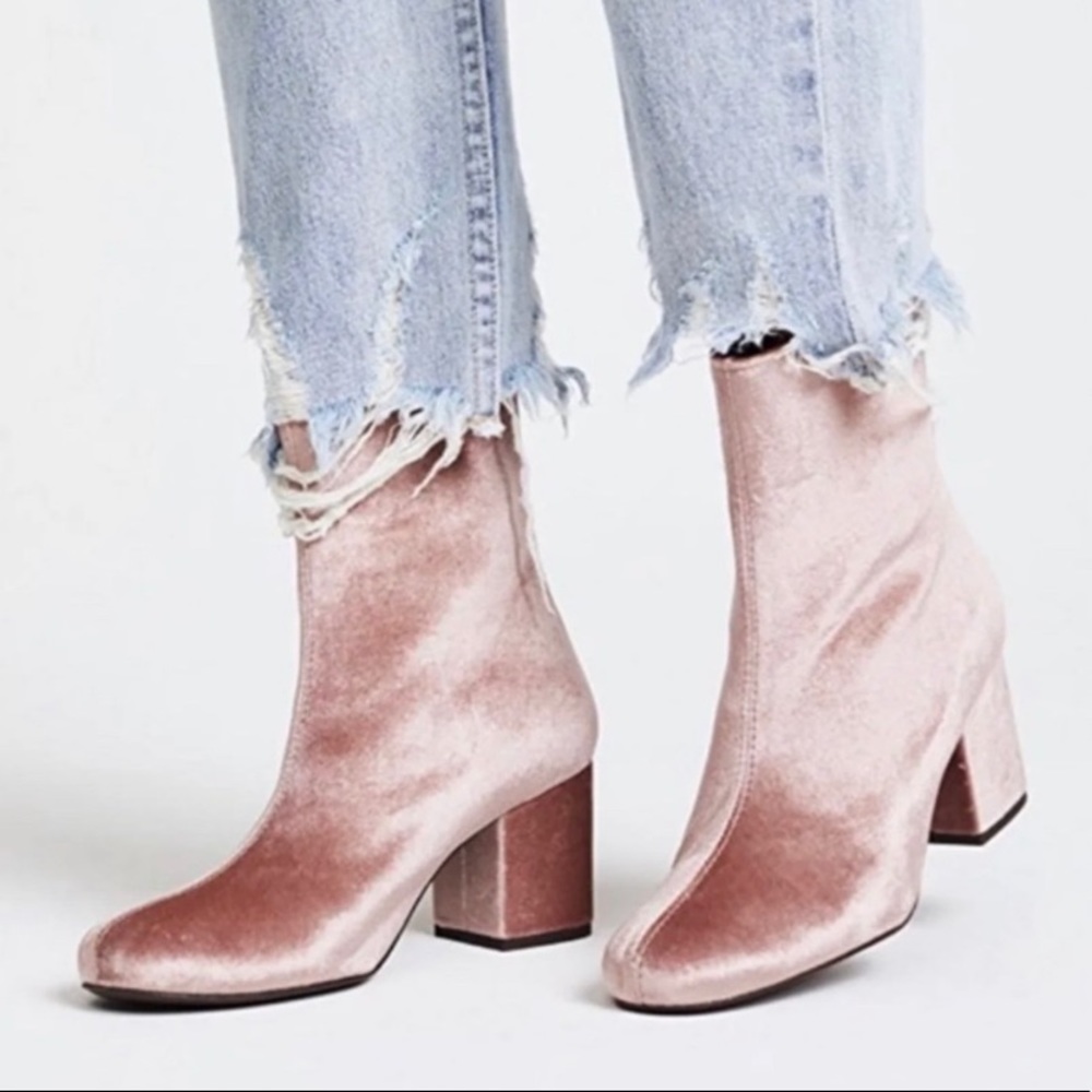 NEW Free People Velvet Cecile Boots in Rose